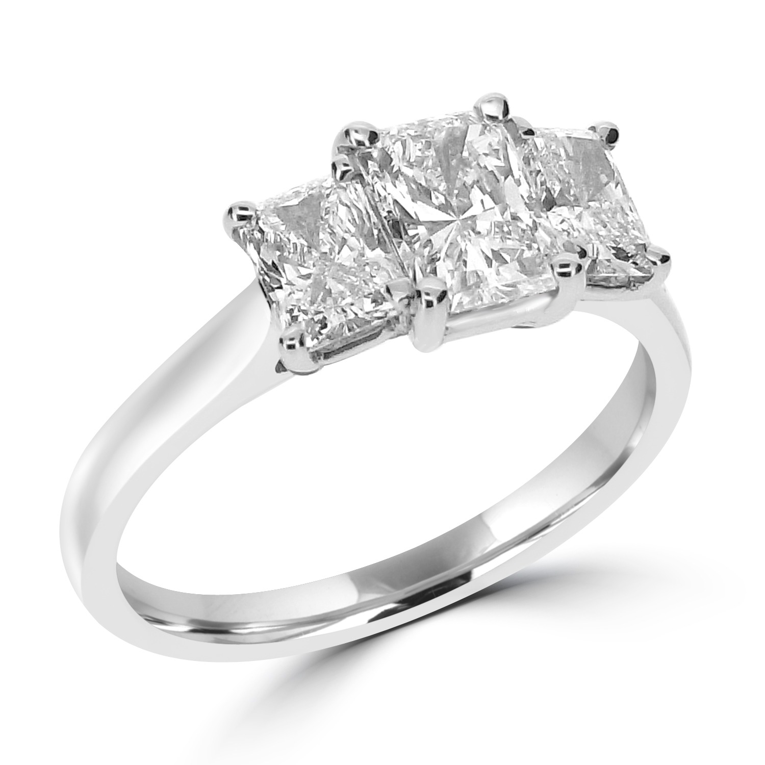 Platinum Radiant Cut Diamond Trilogy Ring