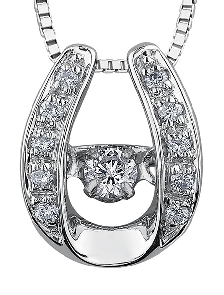 9ct White Gold Diamond Horseshoe Necklace