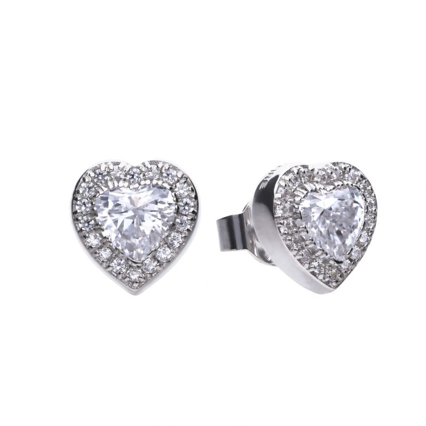 Diamonfire Heart Cluster Stud Earrings