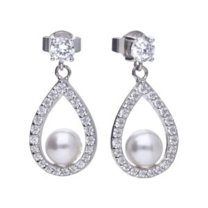 Open Teardrop Pearl Drop Earrings