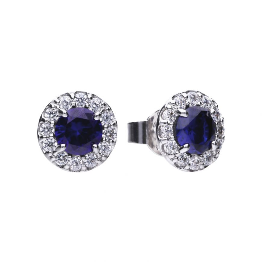 Diamonfire Blue Halo Cluster Stud Earrings