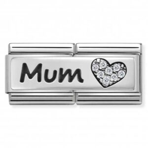 Silver Double Link 'Mum' Charm