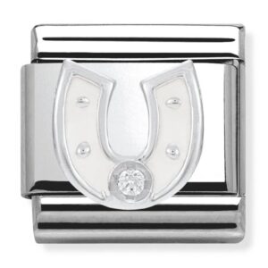 Silver White Horseshoe CZ Charm 330305/12
