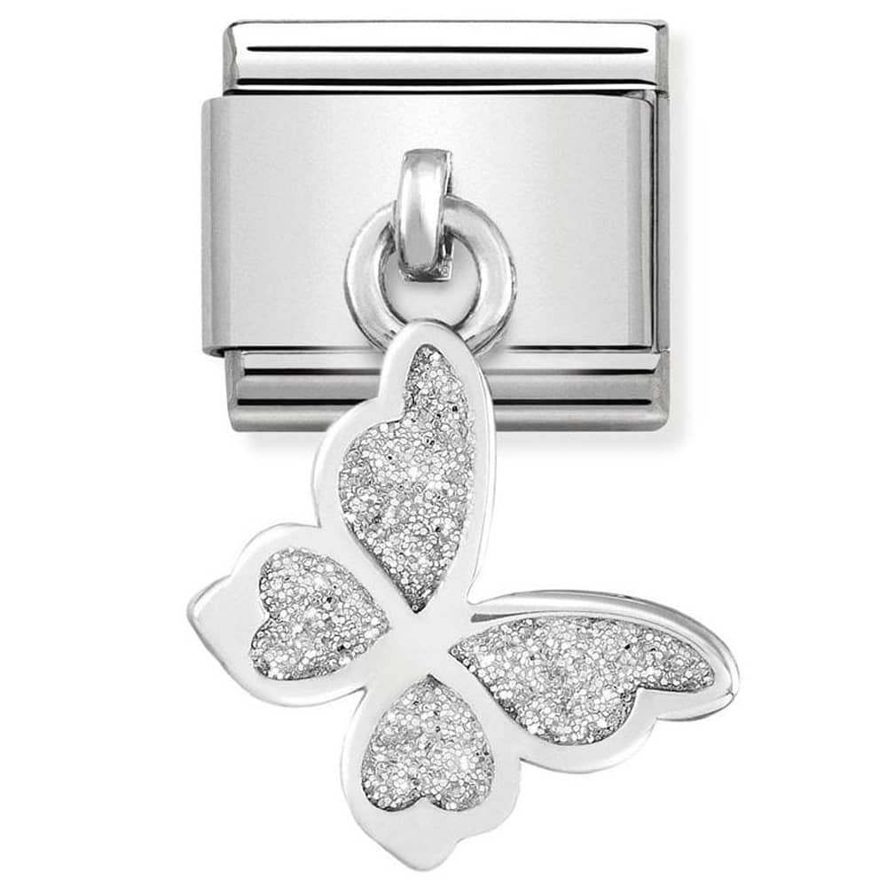 Nomination Silver Glitter Butterfly Drop Charm