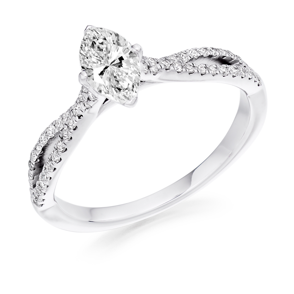 Marquise Cut Diamond Halo Ring 0.65cts