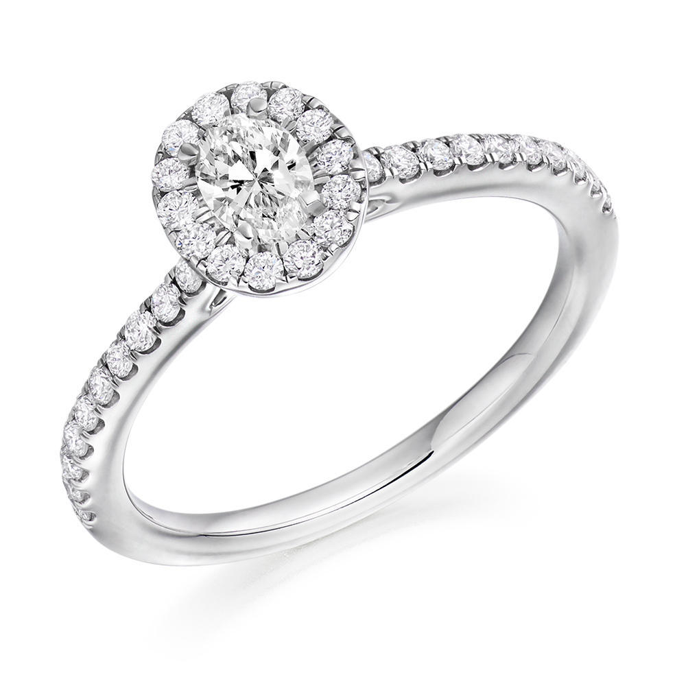 Oval Cut Diamond Halo Engagement Ring 0.60cts