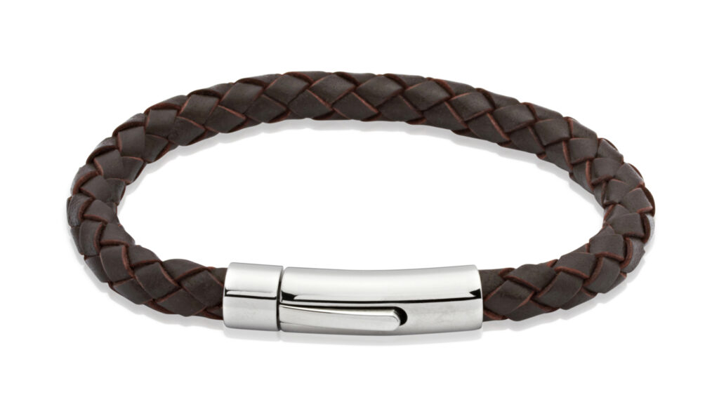 Unique Dark Brown Leather Bracelet 23cm