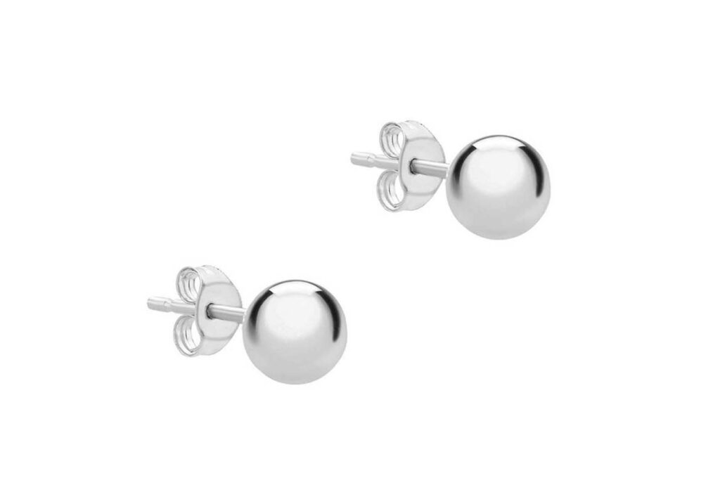9ct White Gold Polished Ball Earrings