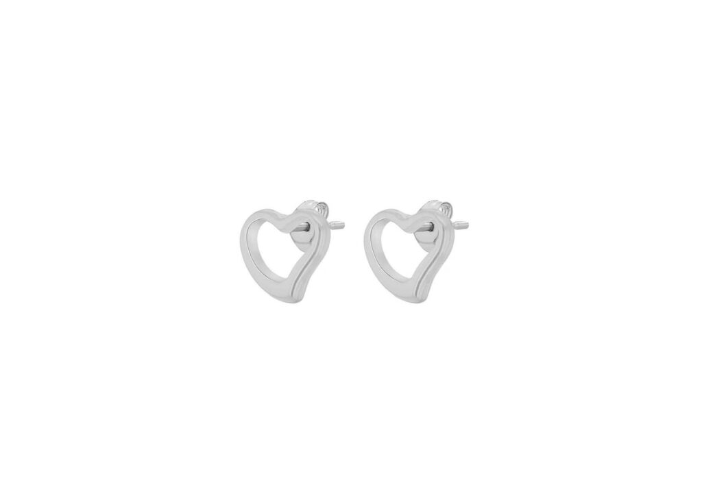 9ct White Gold Open Heart Earrings