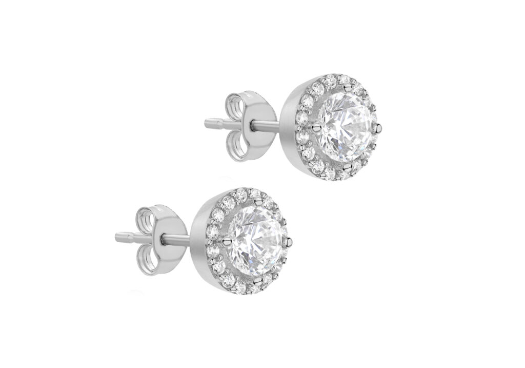 9ct White Gold Cubic Zirconia Halo Earrings