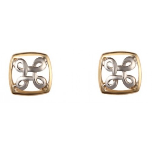 9ct Yellow & White Gold Stud Earrings