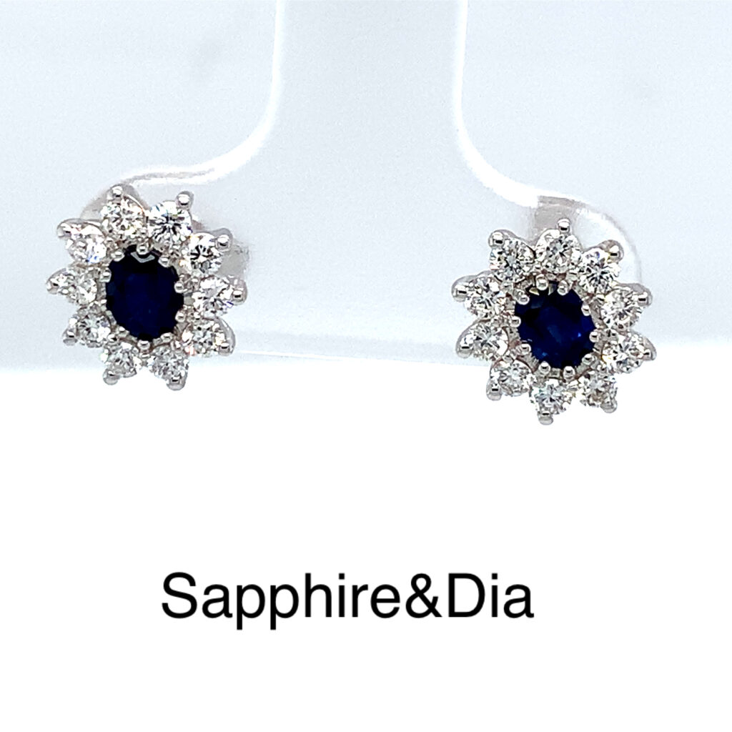 18ct Sapphire & Diamond Cluster Earrings