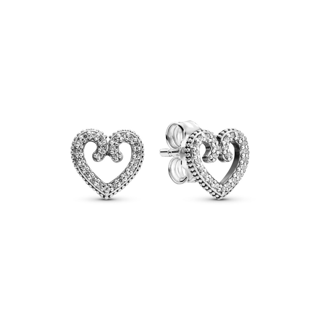 PANDORA PEOPLE Heart Swirls Stud Earrings – 297099CZ