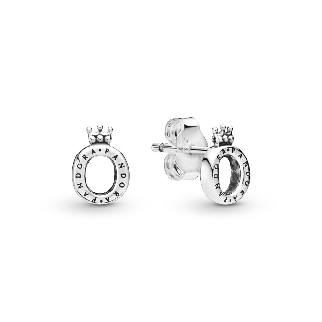 PANDORA SIGNATURE Polished Crown O Stud Earrings – 298295