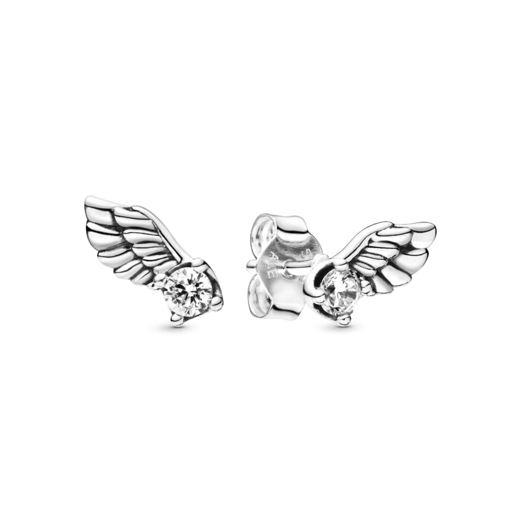 PANDORA PASSIONS Sparkling Angel Wing Stud Earrings – 298501C01