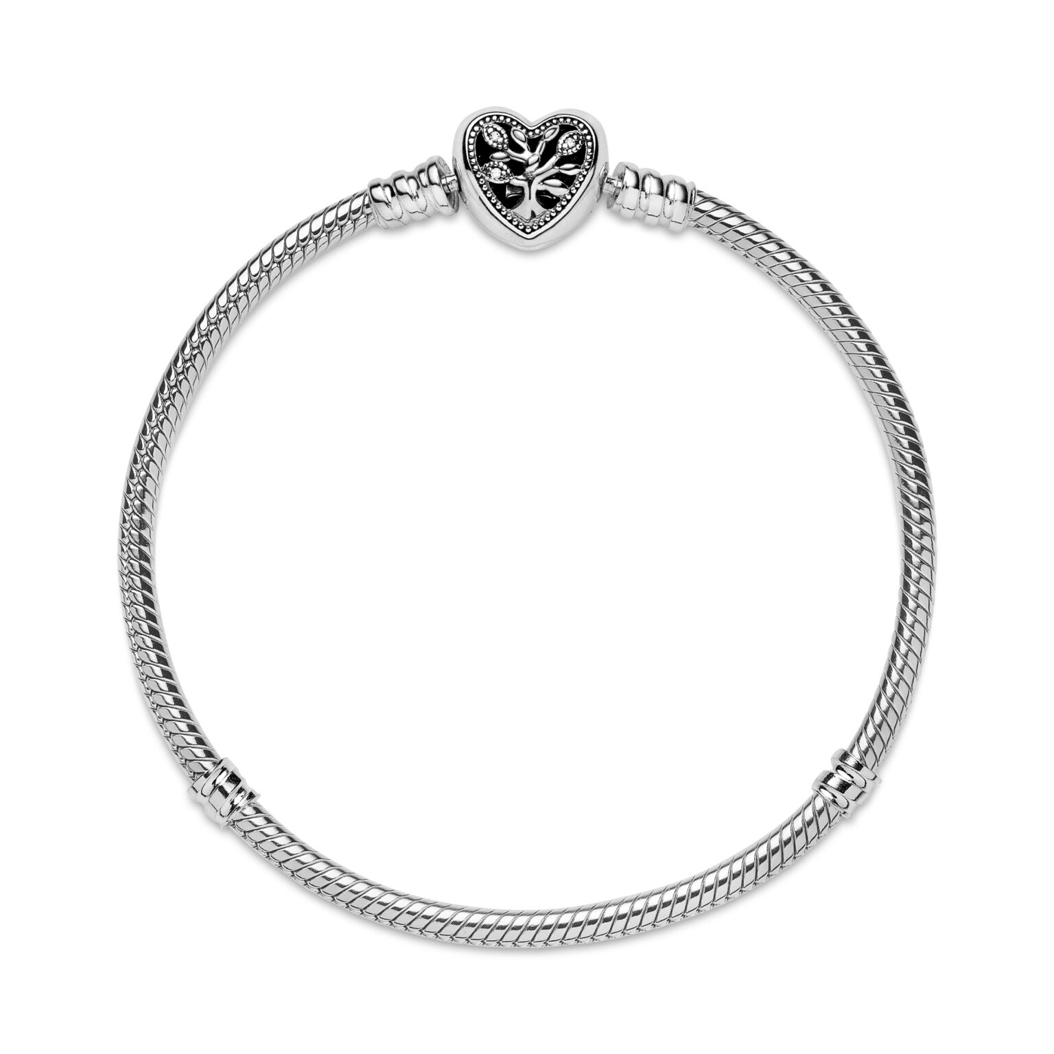 PANDORA PEOPLE Family Heart Snake Chain Charm Bracelet Size 19 ...