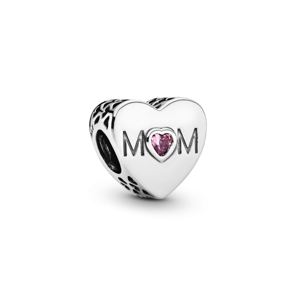 PANDORA PEOPLE Silver Pink Cubic Zirconia Mother Heart Charm – 791881PCZ