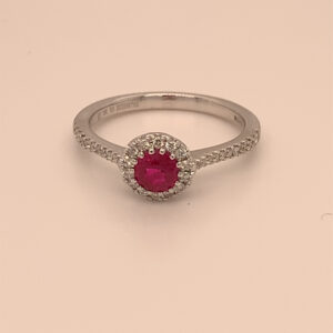18ct White Gold Ruby & Diamond Ring