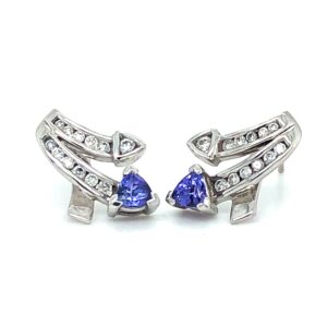 18ct Tanzanite & Diamond Triple Shooting Arrows Earrings