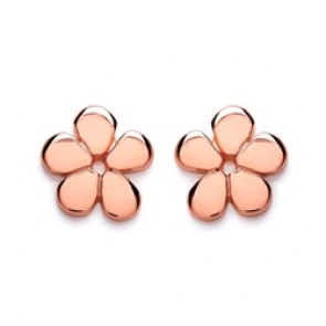 Rose Gold Plated Silver Earrings Flower Studs