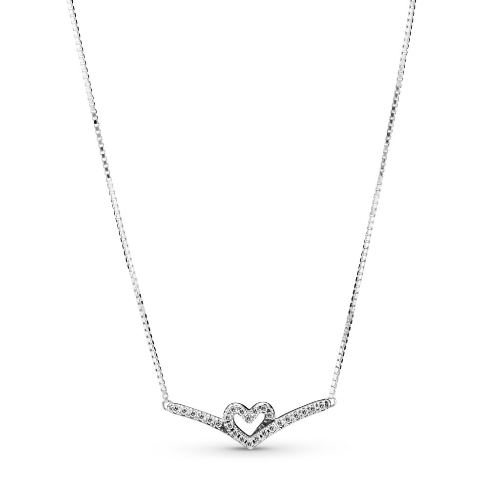 PANDORA WISH Sparkling Wishbone Heart Collier Necklace – 399273C01