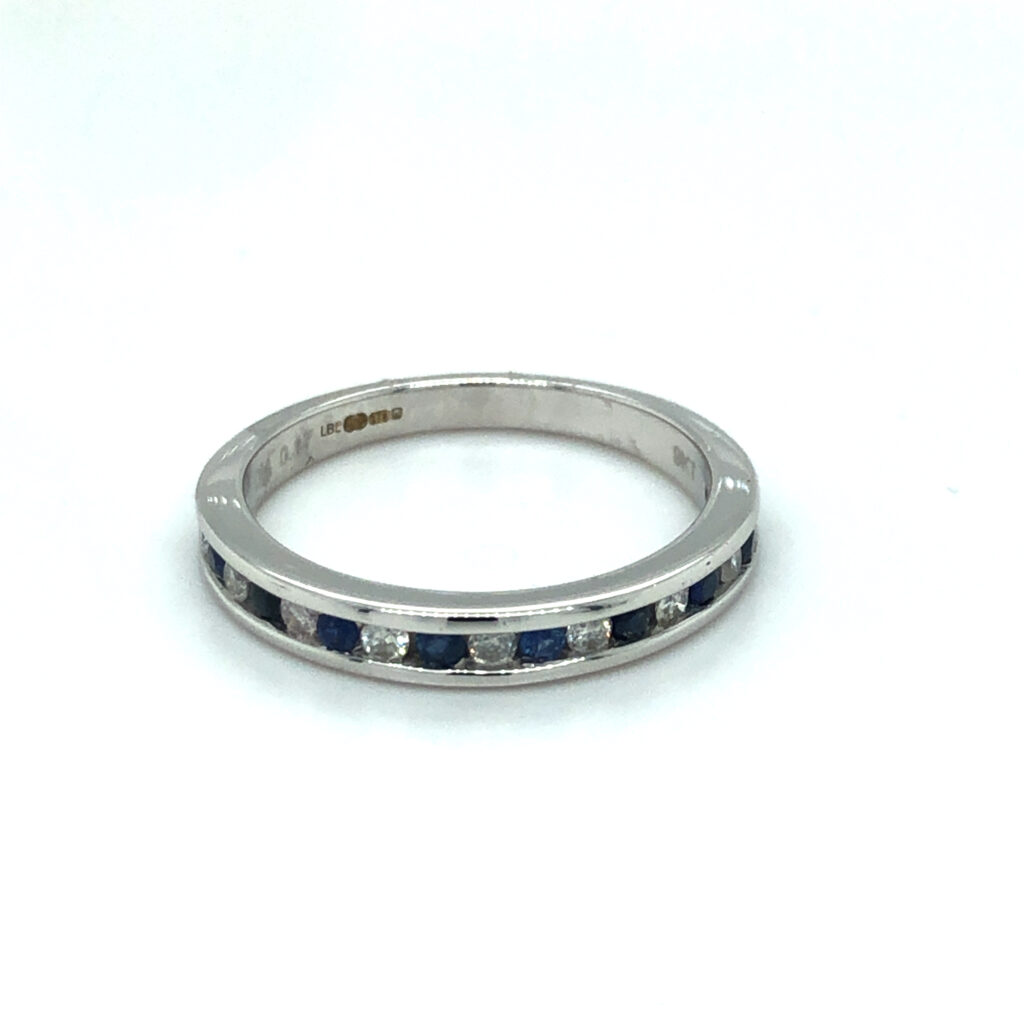 9ct White gold Diamond & Sapphire Eternity Ring