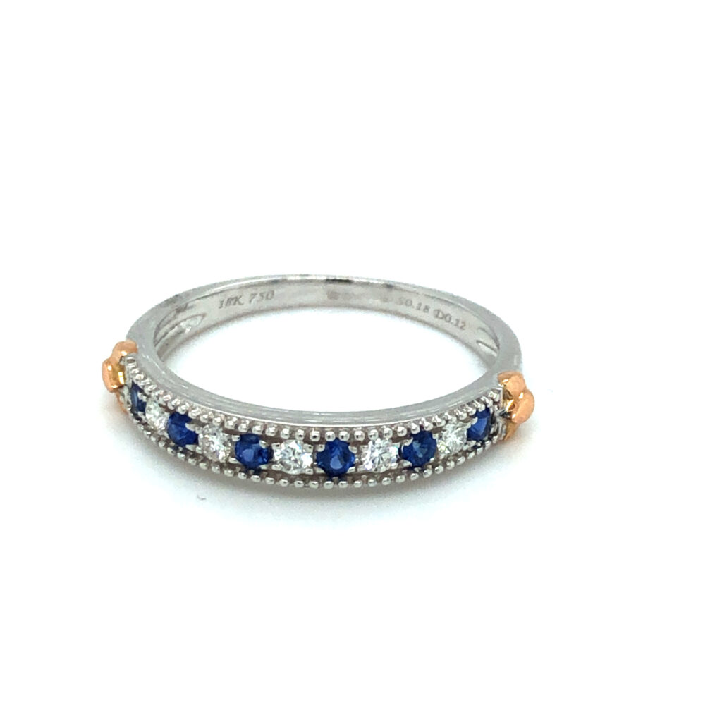 18ct White Gold Sapphire & Diamond and Rose Gold Eternity Ring