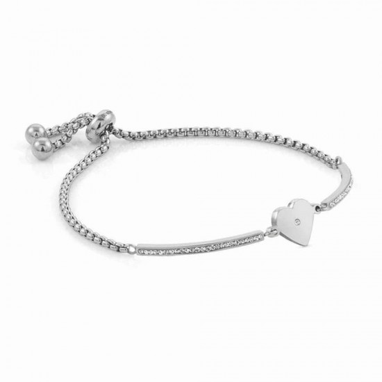 Milleluci Stainless Steel Heart Toggle Pavé Half Bangle – 028003/022