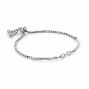 Milleluci Stainless Steel Pavé Infinity Toggle Pavé Half Bangle - 028003/024