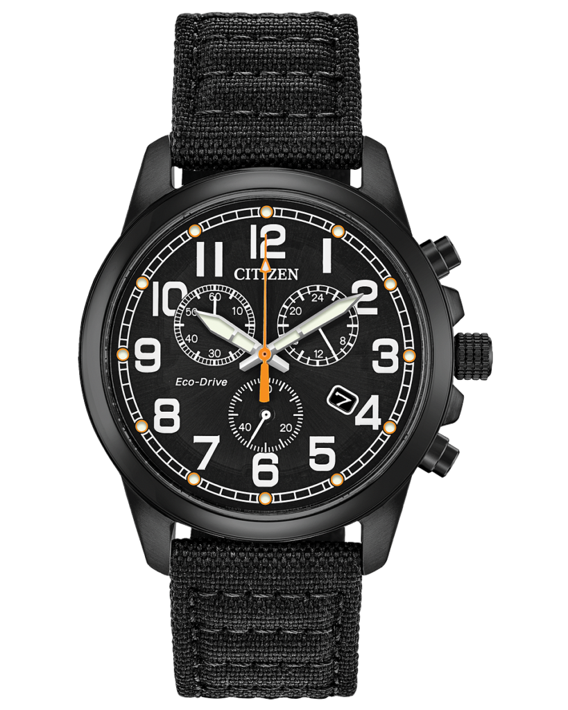 Citizen Eco-Drive Military Black Fabric Strap Watch, AT0205-01E