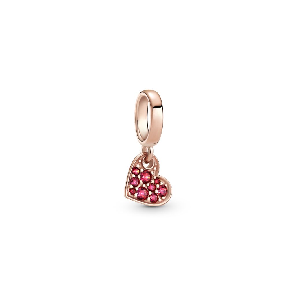 PANDORA COLOURS Red Pave Tilted Heart Dangle Charm – 789404C02