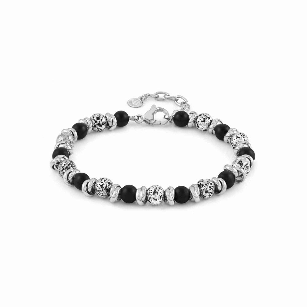 Instinct Vulcano Antiqued Stainless Steel Rings, Opaque Onyx Stones & Lava Bracelet – 027919/044