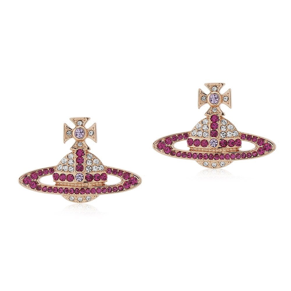 Vivienne Westwood Kika Earrings in Pink Gold, Fuchsia Pink and Violet Crystal – 62010069-G207-CN