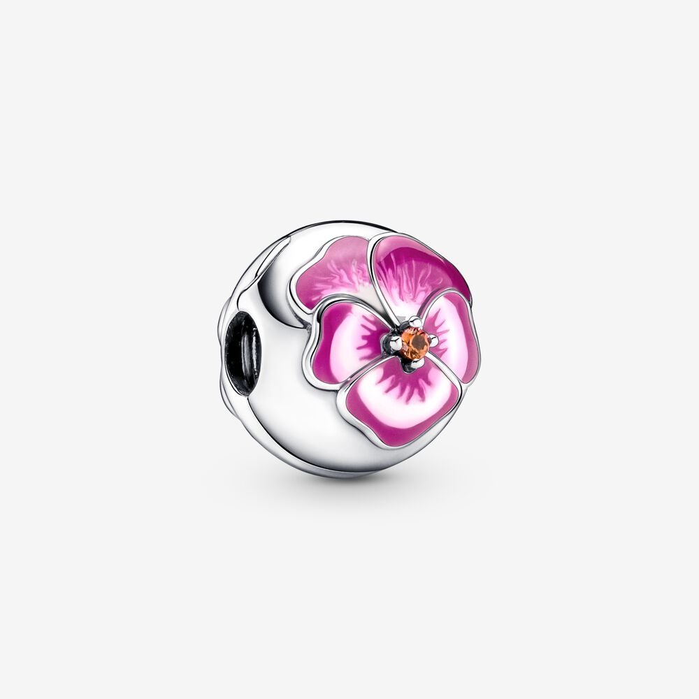 Pink Pansy Flower Clip Charm – 790772C01