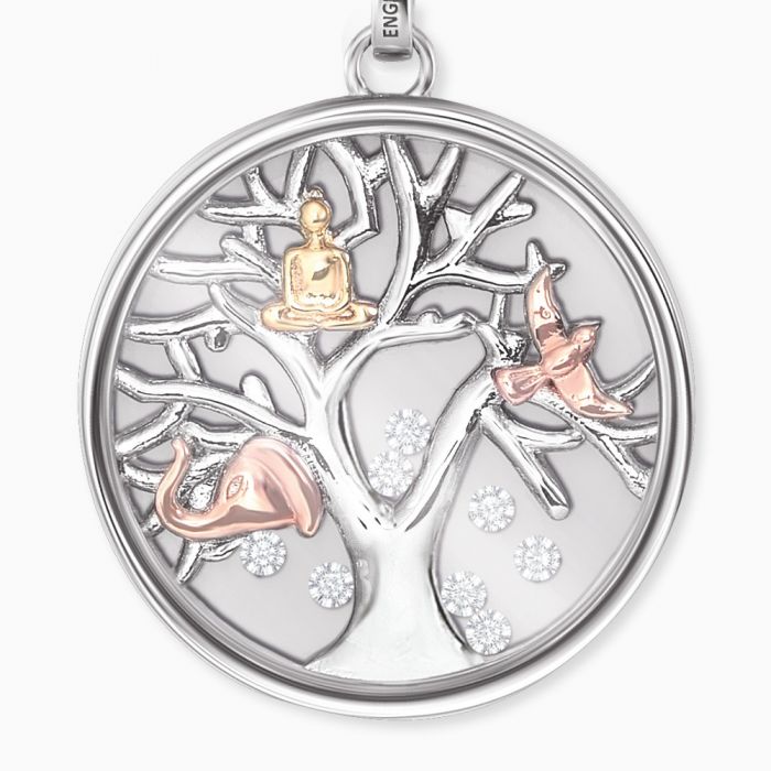 Necklace Tree of Life Silver Tricolor with Zerconia – ERN-FLYTREE-ZI-TRI