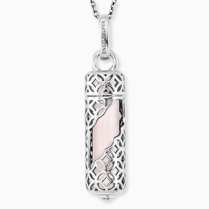 Angel Whisperer Silver Powerful Stone Rose Quartz Necklace – ERN-HEAL-RQ-M
