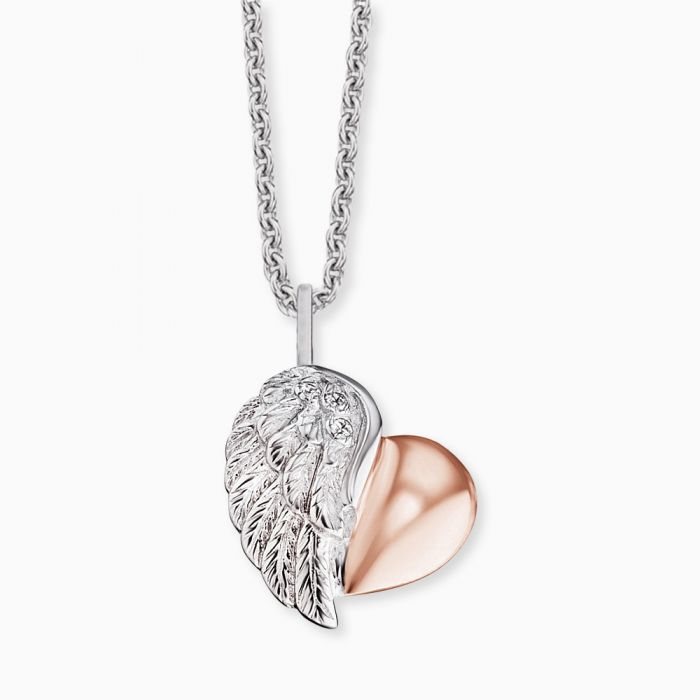 Angel Whisperer Silver Heartwing Bicolor with Zirconia Necklace – ERN-LILHEARTWING-BI