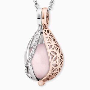 Necklace Tear of Heaven with Flower of Life Silver Bicolor with Zirconia - ERN-TEARLI-RQ-XS-BIR