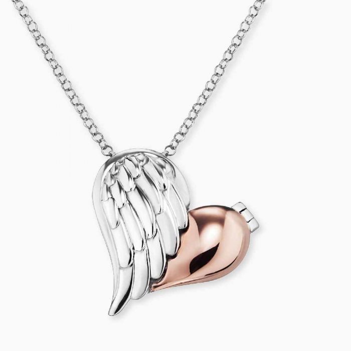 Angel Whisperer Silver & Rose Heartwing Bicolor Medaillon Necklace – ERN-WITHLOVE-02-BI