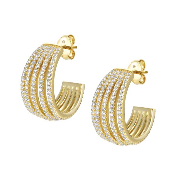 Nomination LOVELIGHT earrings in 925 silver and RICH cz (OVAL) (014_WHITE Fin, Yellow gold) – 149708/014