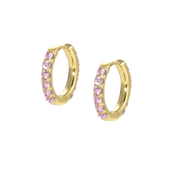 Nomination LOVELIGHT earrings in 925 silver and cz (CIRCLE) (018_PINK Fin, Yellow gold) – 149709/018