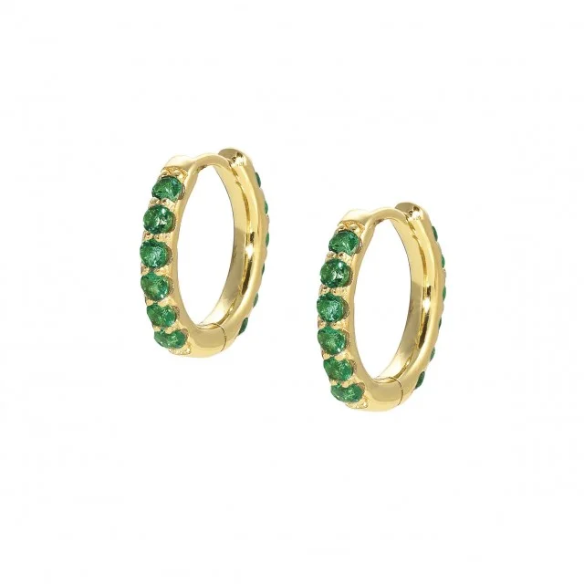 Nomination Lovelight Earrings in Yellow Gold with Green Stones- 149709 016