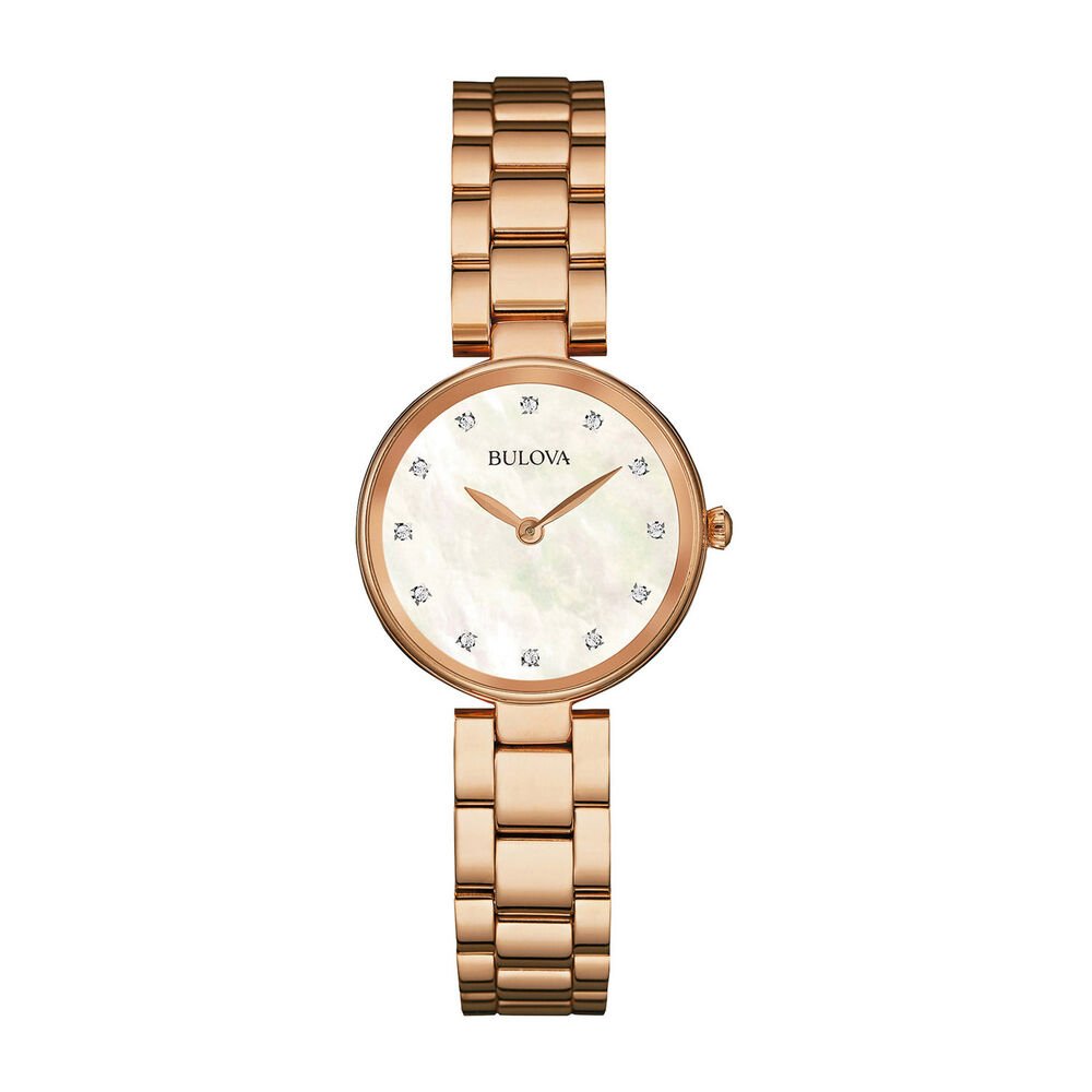 Bulova Ladies Classic Rose Gold Plated Mother of Pearl Dial Bracelet Watch