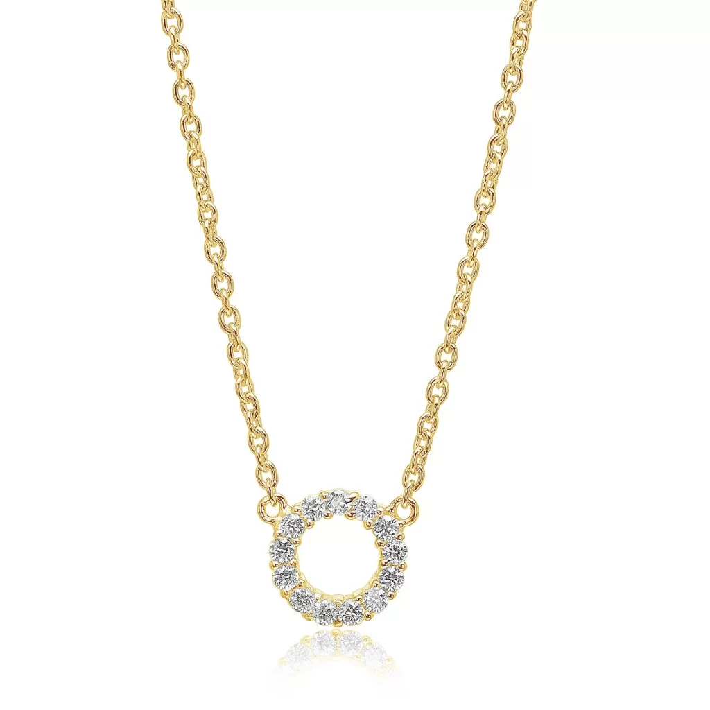 Sif Jakobs Gold Plated Biella Piccolo Necklace with White CZ