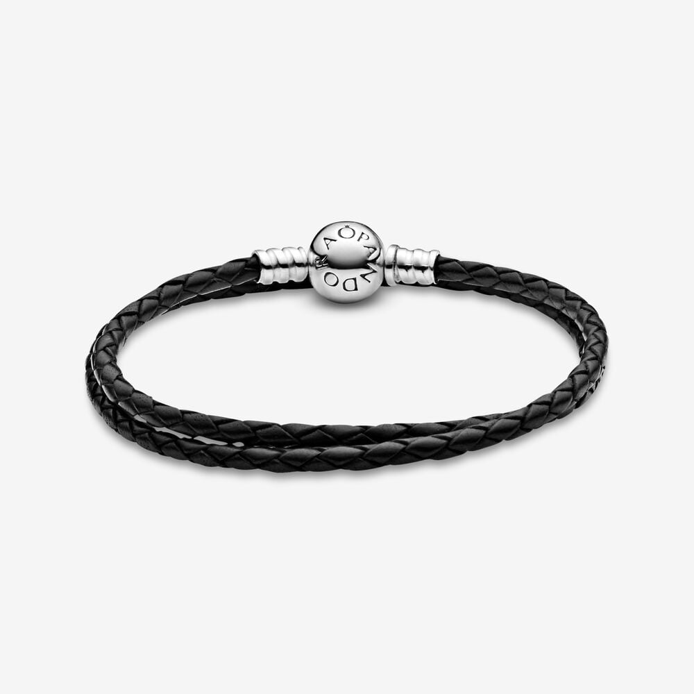 Pandora Moments Double Black Leather Bracelet - 590745CBK