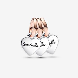 Pandora Two-tone Splittable Family Generation of Hearts Triple Dangle Charm - 782648C00