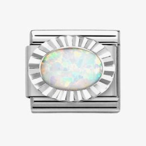 Composable Oval White Opal Fluted Bezel Charm - 330507 07