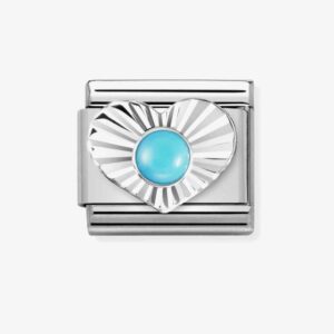 Classic Composable Turquoise Heart Fluted Bezel Charm - 330508 06