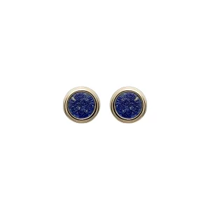 Gold Plated Lapis Stud Earrings - ME-851