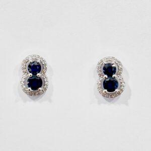 9ct white gold sapphire and diamond stud earrings